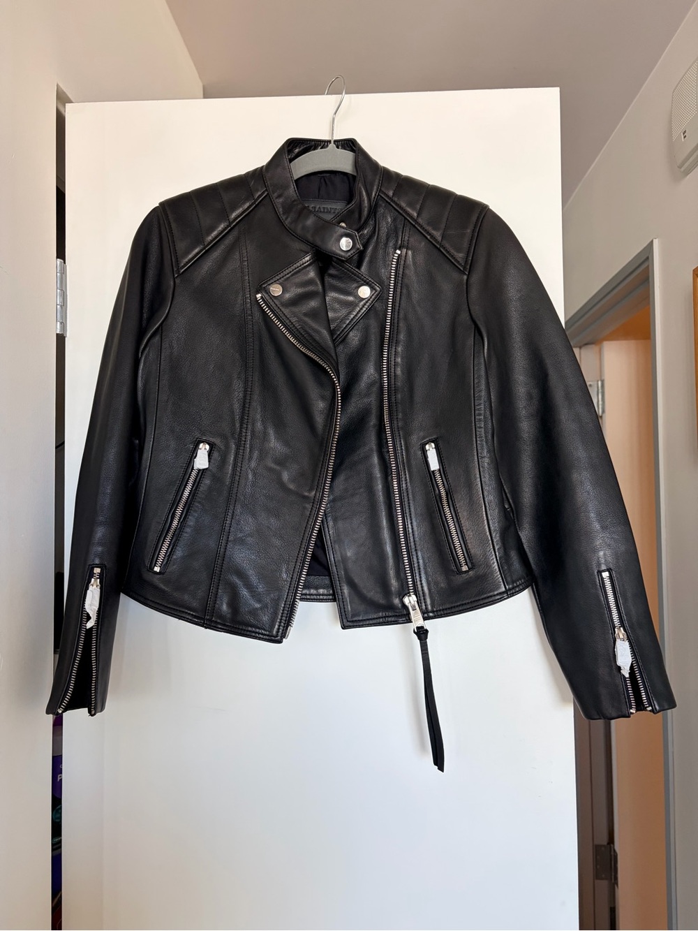 BRAND NEW ALL SAINTS Black Leather Moto Jacket - Women